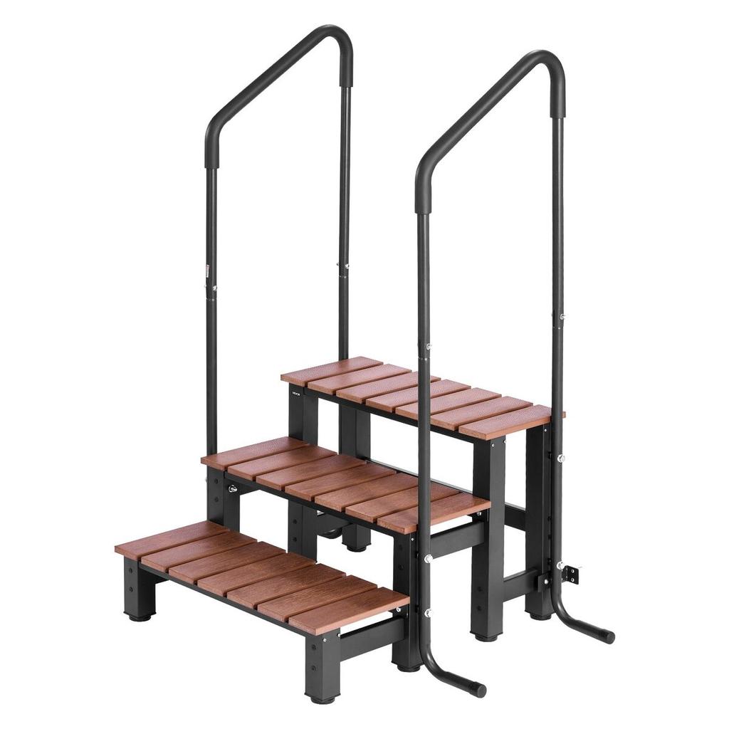 Hot Tub Step with Handrail, 3-Step Spa Outdoor Stairs, Heavy Duty 640.1 mm Wide Above-Ground/Inflatable Pool Ladder with 249.5 kg Weight Capacity,