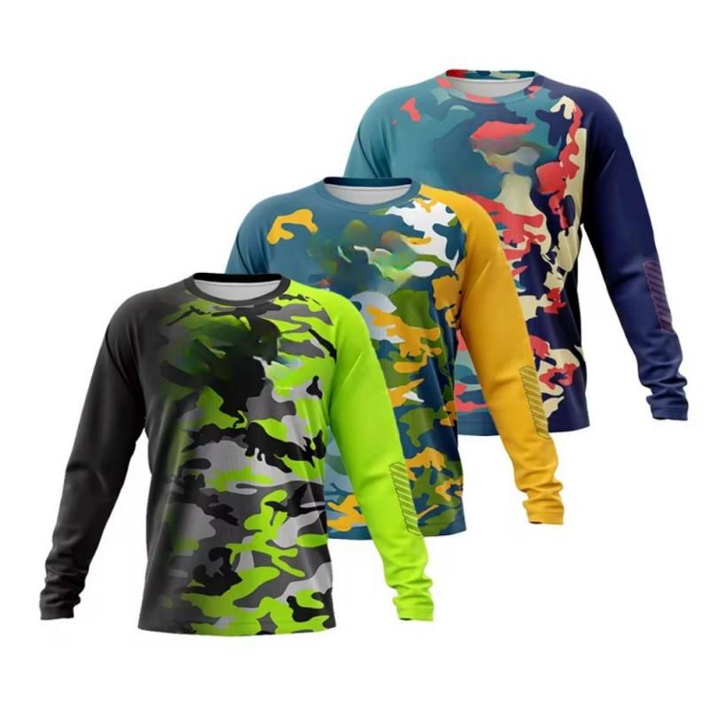 Costum de pescuit camuflaj Tricou cu mânecă lungă Sporturi în aer liber Uscare rapidă Respirabil Protecție UV