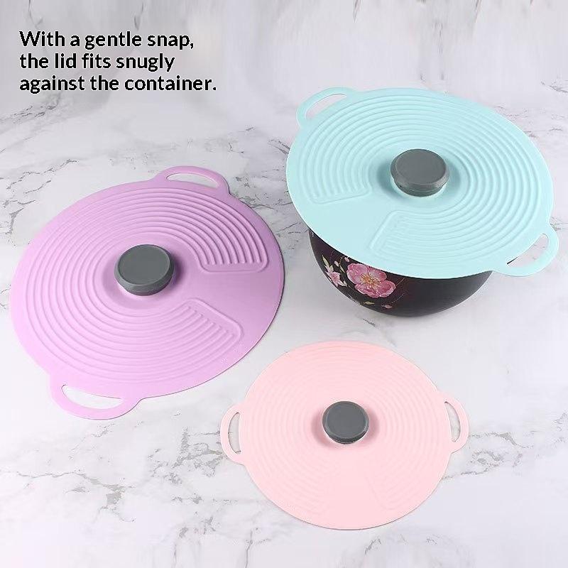 Food Safe Reusable Silicone Suction Lid Heat Resistant Sealed Cover Fit Pot Pan Bowl Cup for Kitchen