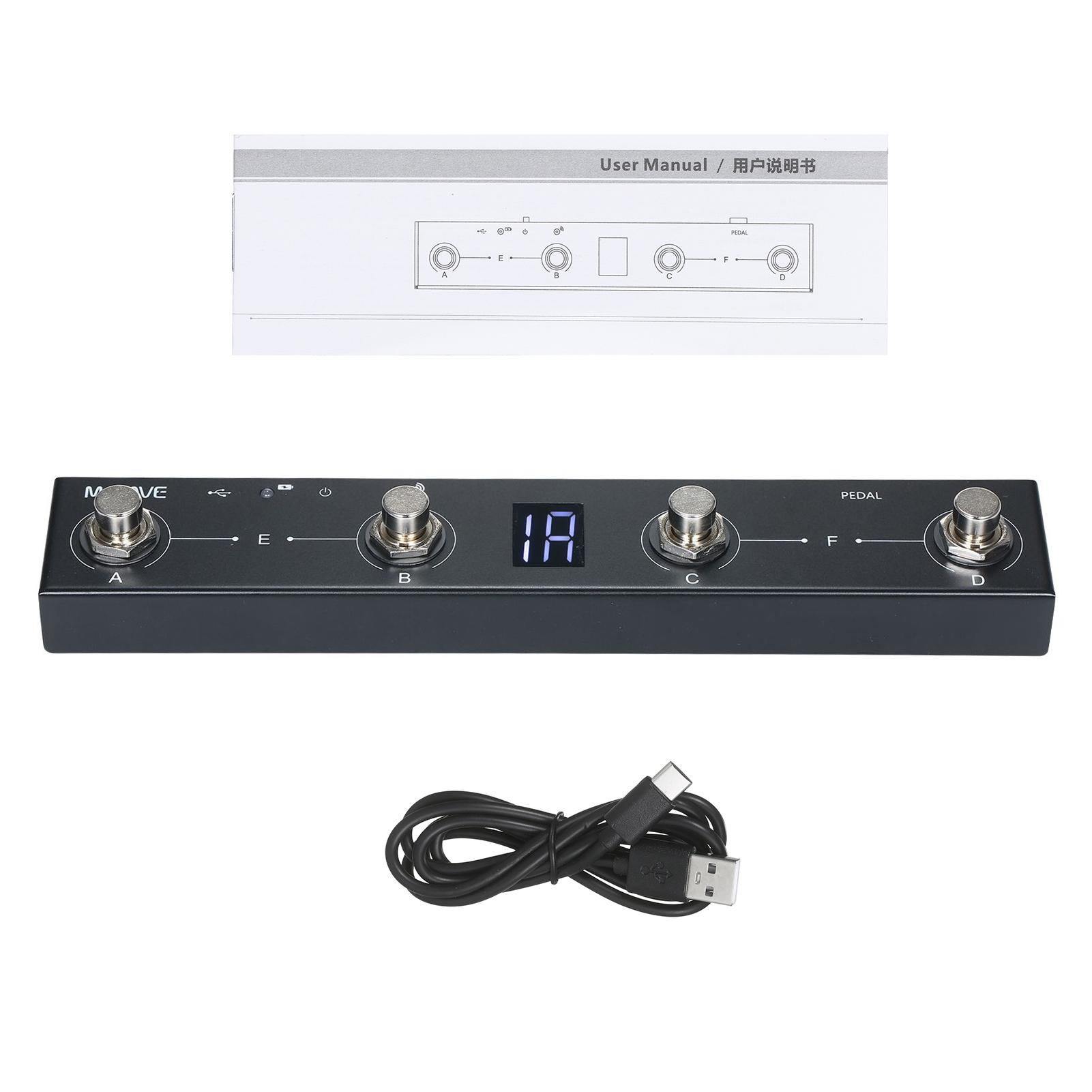 

Chocolate BT Wireless MIDI Controller Rechargeable 4 Buttons Portable MIDI Foot Controller Pedal APP Control 4 Foot Switches BT
