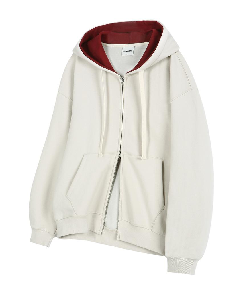 Gainsboro 2Way Signature 1 Zip-Up Hoodie_Cream