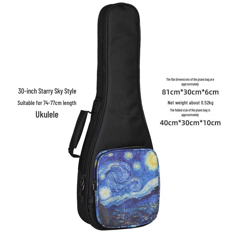 30 Padded Ukulele Backpack for Bass Ukulele - Double Shoulder Bag 30-inch Ukulele Compatible звездного неба