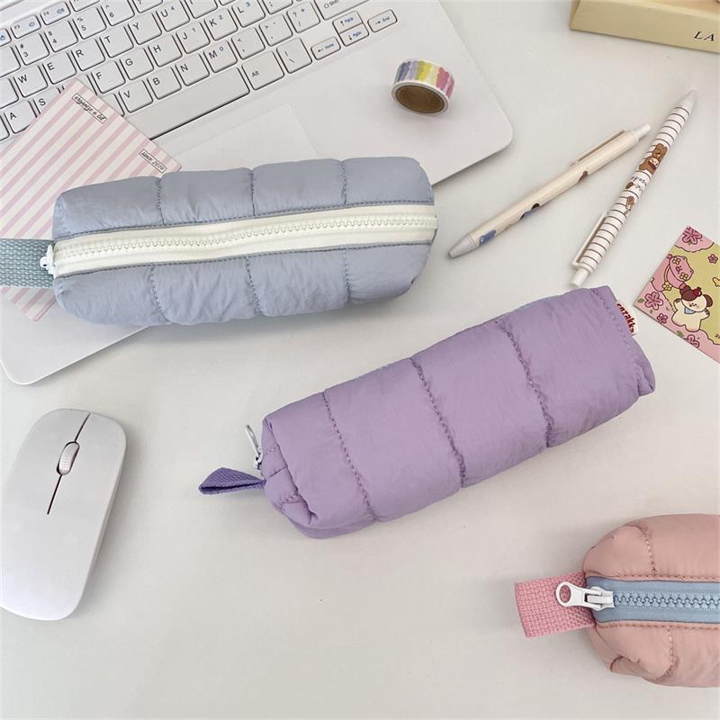 Cute Cotton-Filled Pencil Case Pen Bag Large-Capacity Student Stationery Storage Bag Portable  Girly Cosmetic Bag Gifts