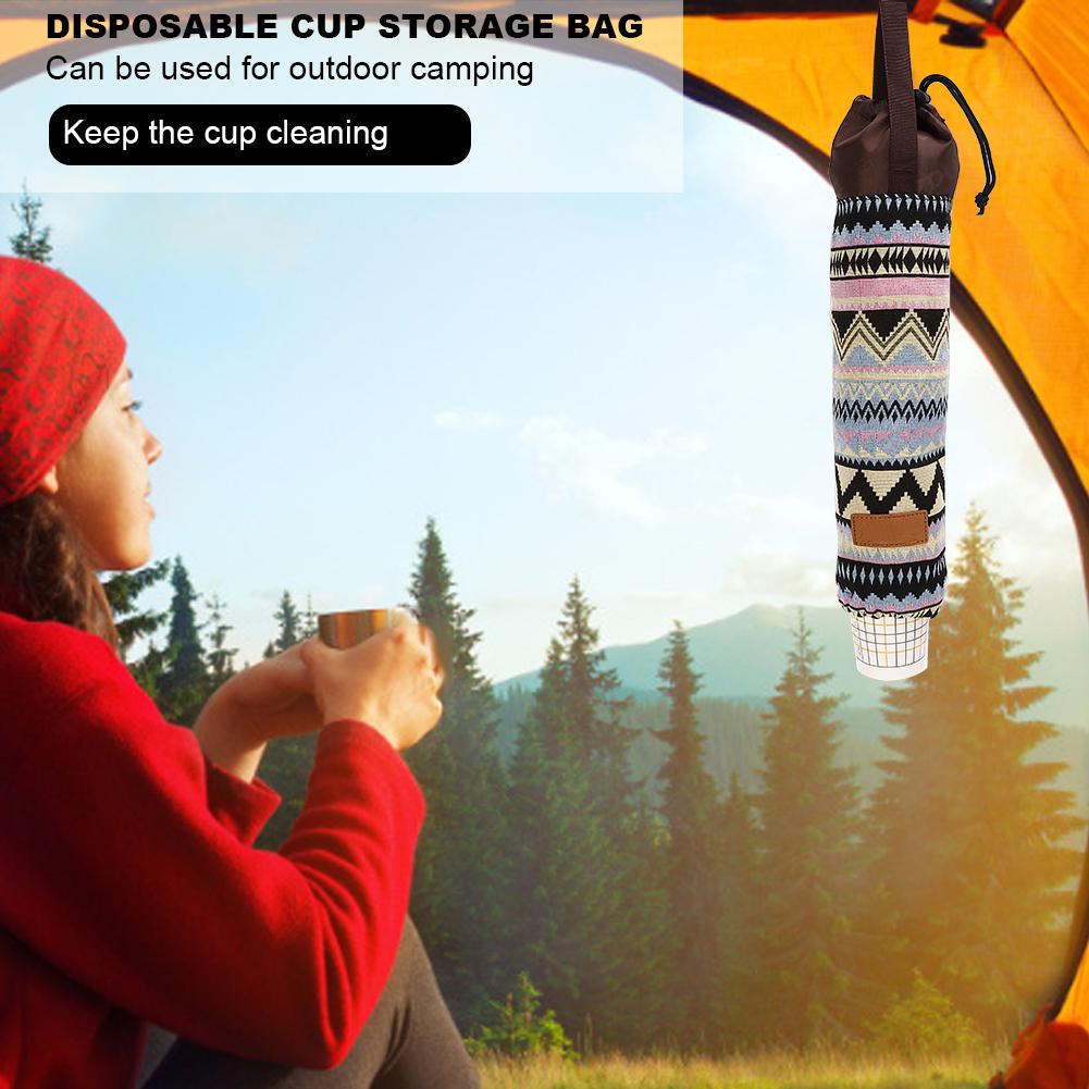 Disposable Cup Storage Bag Portable Folding Waterproof Disposable Cup OrganizerMix Color