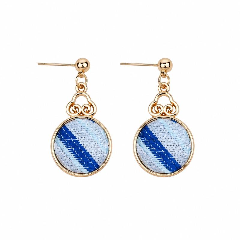 1 Pair Dangle Earrings, Ethnic Zhuang Brocade Woven Drop Earrings, Oriental Handmade Jewelry for Women Gift