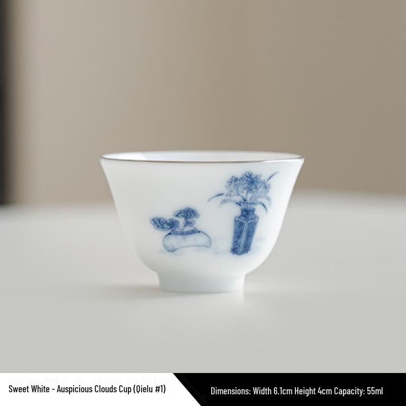 Gold Thread Porcelain Gongfu Tea Cup - Traditional White Ceramic for Home Use