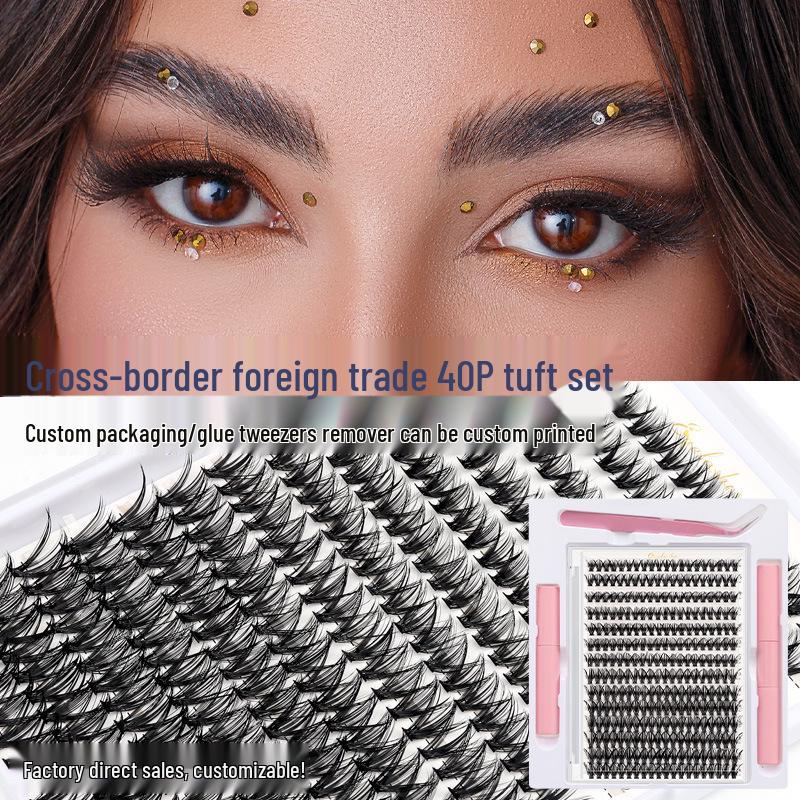 Set gene false cu 14 rânduri cu adeziv dens și pensetă: Include Opțiuni 30D, 40D, 50D, 60D, 80D, 100D