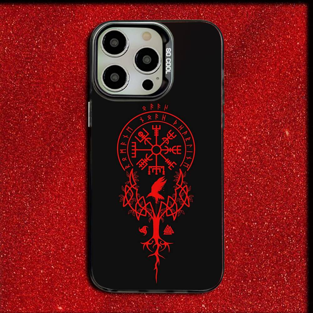 V-Viking V-Vegvisir Navigation Compass Phone Case For iPhone 16,15,14,13,12,11,Mini,Pro,E,SE4,MAX Candy Matte Black Cover