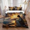 3pcs Anime Jesus Prayer Sunset Scene Comforter Set with 1 Comforter and 2 Pillowcases (No Core) - Home Decor, Holiday Gift, Polyester Fabric, Anime Ca