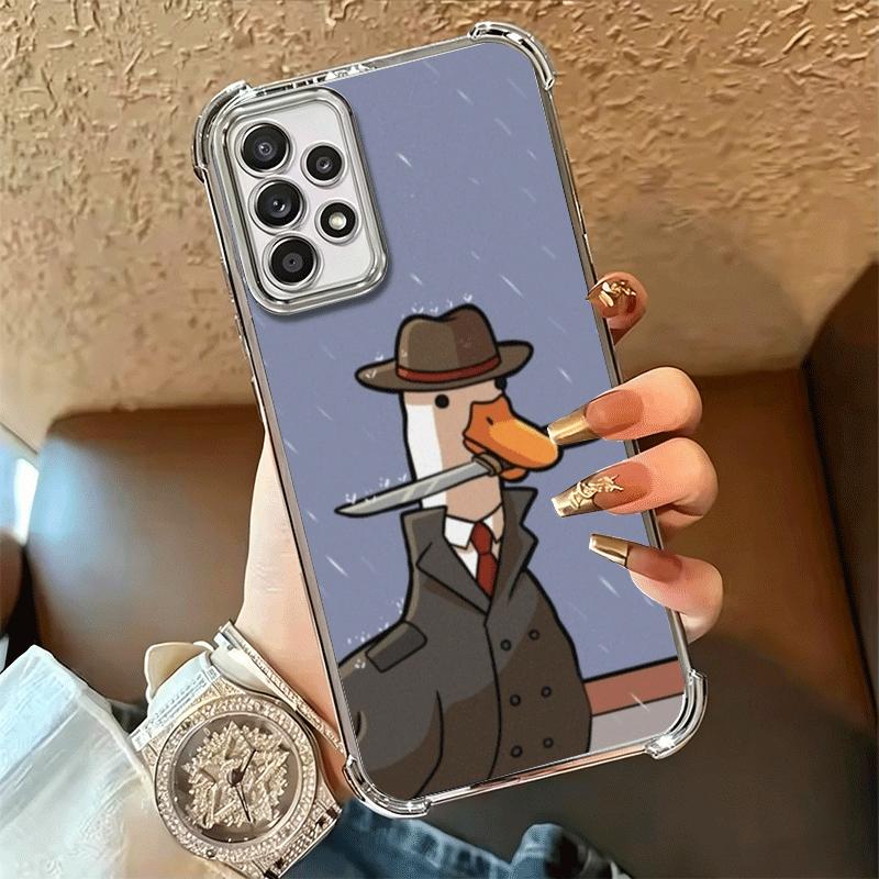 Funny Cartoon Goose Game Plating Phone Case For Samsung A17 A07 A37 A57 A16 A56 A15 A55 A14 A54 A13 A53 A26 A36 A25 A35 A24 A34