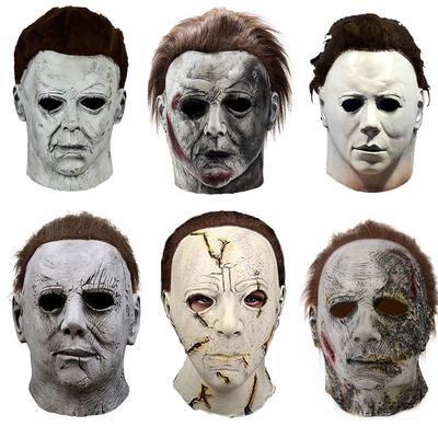 Terror Halloween Michael Myers Masken mit LED-Glühen Horror Latex Voller Kopf Kopfbedeckung Gruselige Gesichtsbedeckung Maskerade Partyzubehör