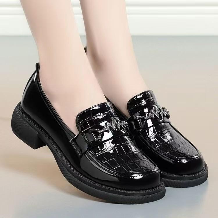 

Flat heel women s shoes soft leather single shoes autumn new round head Korean version versatile soft sole light and comfortable loafers women 35 чёрный