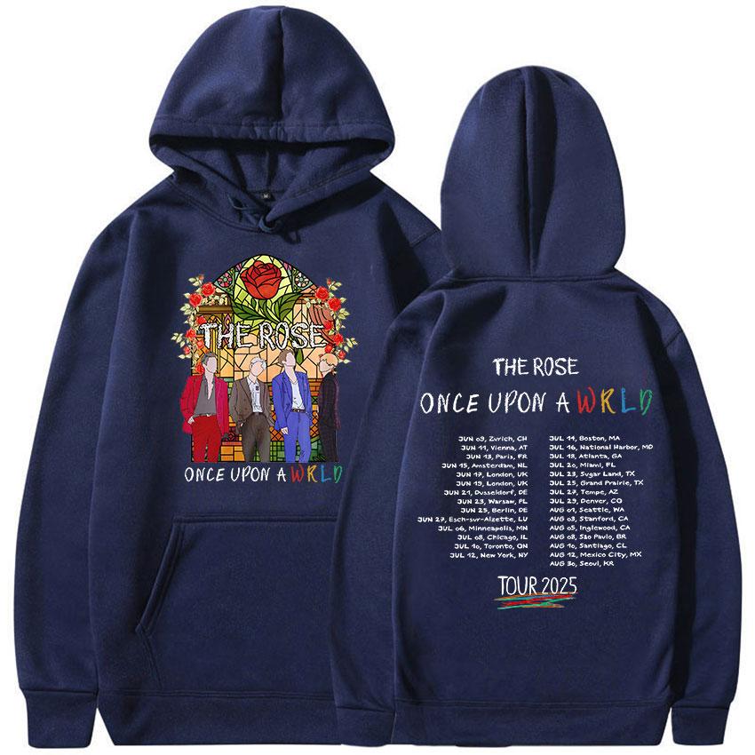 The Rose Once Upon AWRLD World Tour 2025 New Hoodie Men Women Hip Hop Kpop Pullover Sweatshirt Retro Long Sleeve Oversized Hoody