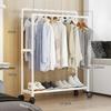 Dual Pole Clothes Hanger Strong Load-bearing Capacity Wardrobe Movable Coat Rack Simply Multi-storey Floor Standing Coat Rack