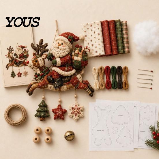 Bastelsets für Erwachsene DIY Patchwork-Weihnachts-Windspiel-Set, Handgemachtes Patchwork-Stoff-Nähbasteln Feiertags-Kunstbedarf Erwachsene, Winter-Saisonal