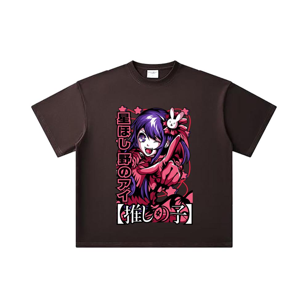 260 GSM Double Yarn 32 Count 100% Cotton Oshi No Ko V2 Print Unisex Heavy Cotton T Shirt