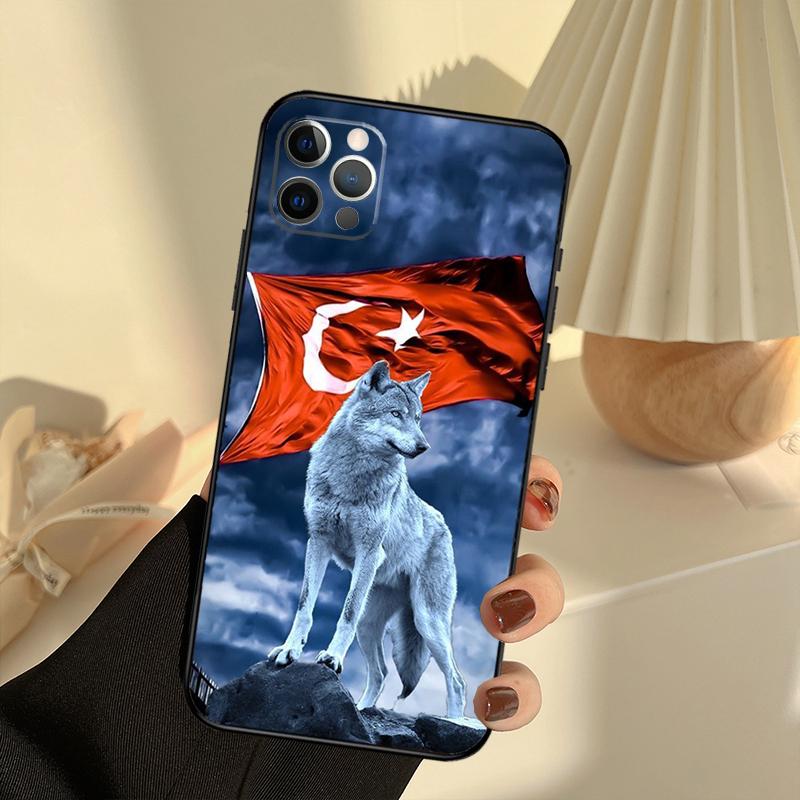 Turk Wolf Turkey Flag Case For iPhone 11 12 13 14 15 16 Pro Max Cover For iPhone 13 12 Mini XR X XS Max Plus