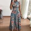 Elegante Abito Lungo Estivo con Stampa Floreale Donna Maxi Tunica Festa Serale Abito da Sole