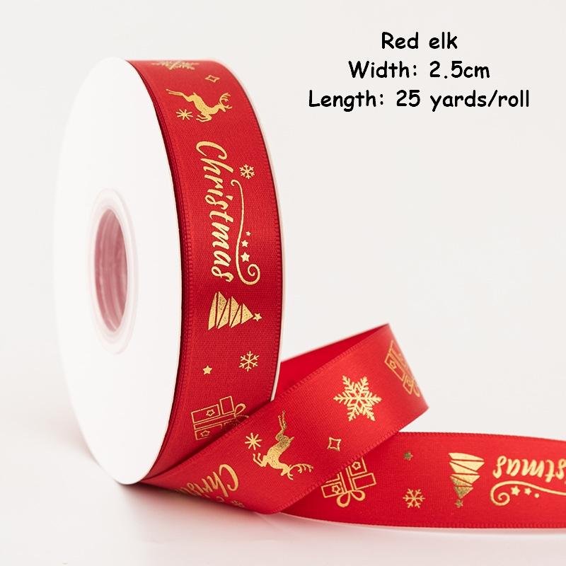 1/4 Inch Christmas Ribbon for Crafts Holiday Grosgrain Ribbon Christmas Ribbon for Gift Wrapping Festival Party Decoration