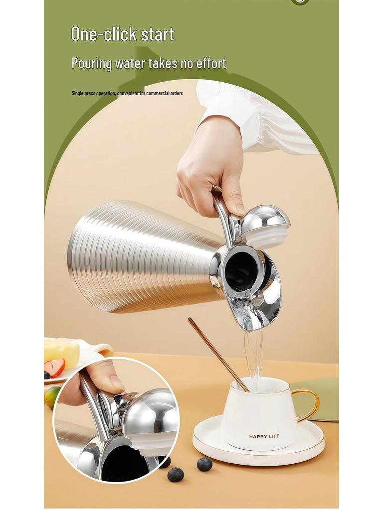 Large Capacity 304 Stainless Steel Insulated Kettle - Double-Layer Vacuum Thermos for Hot Water