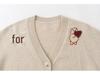 Women's Embroidered V-Neck Cashmere Cardigan - Trendy Autumn/Winter Style, Thick Knitted Outerwear