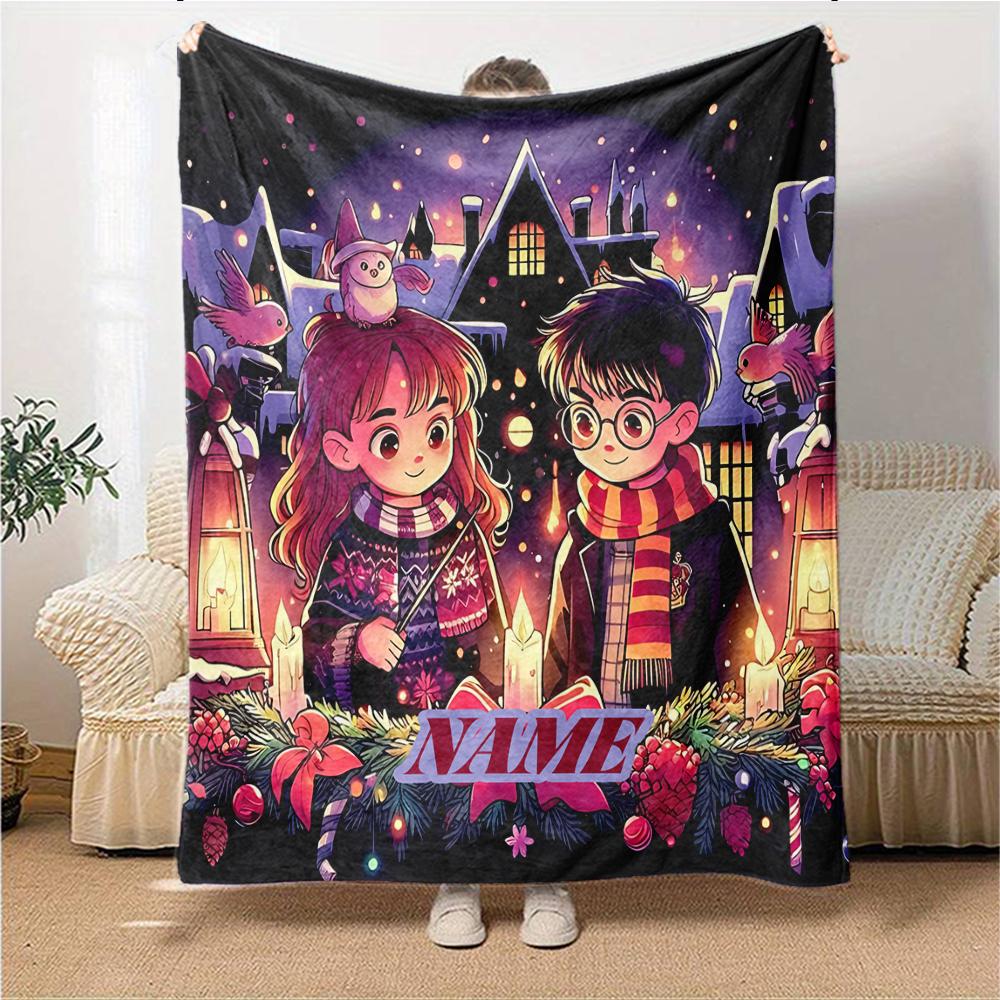 Custom Name "Harry's Magical Adventure" blanket for Couch & Bed, Plush Cozy Fuzzy Blanket Super Soft & Warm Blankets for Fall and Winter. 090864