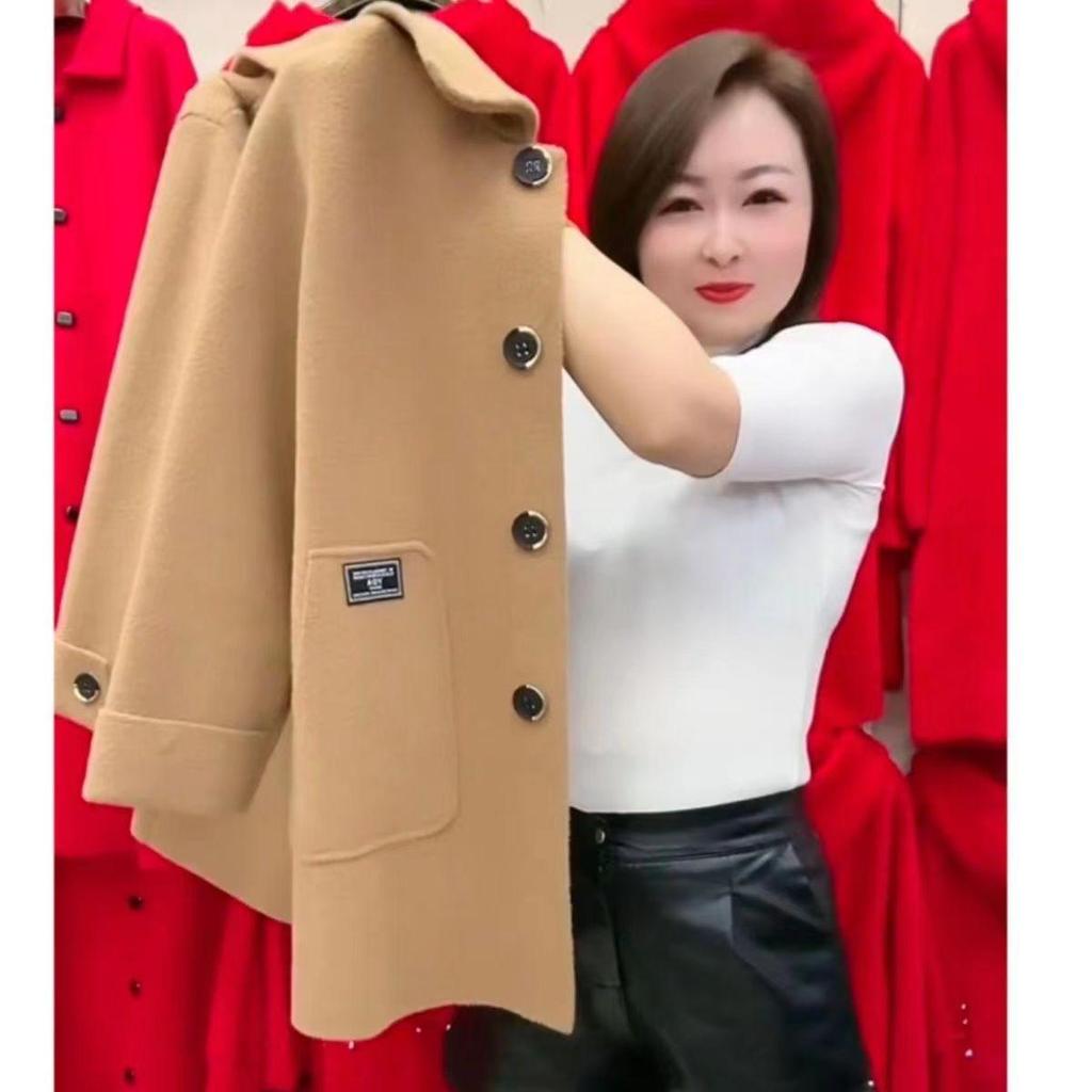Women's Double-Faced Woolen Mid-Length Coat - Loose, Stylish, Warm, Perfect for Autumn and Winter