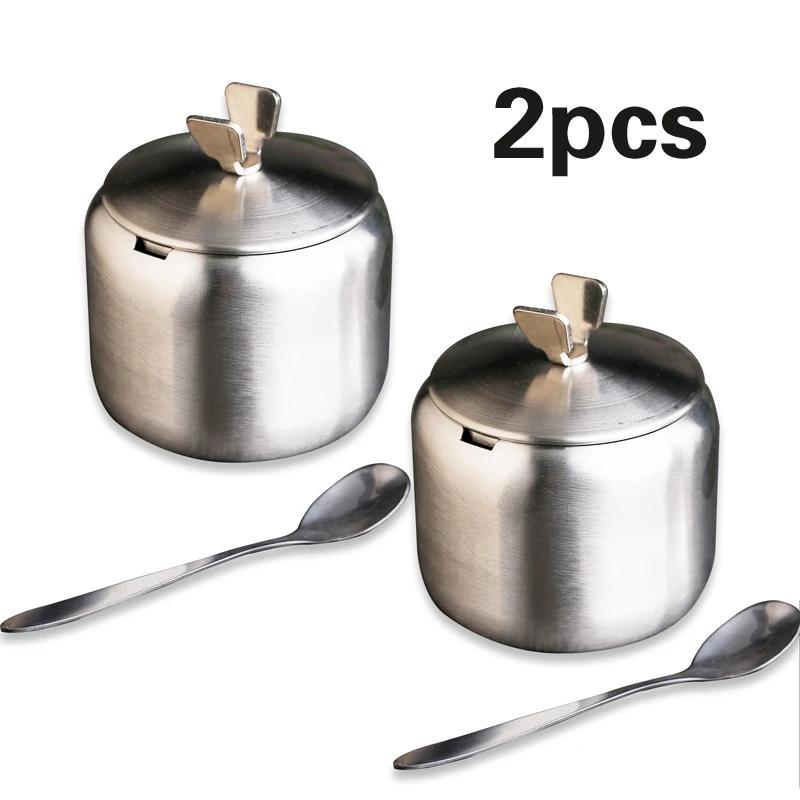 Stainless Steel Seasoning Box Salt Pot Suit Seasoning Bottle Ingredient Box Nordic Style Household Sugar Cup Seasoning Pot