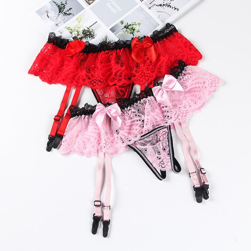 Women Sexy Lace Transparent Thigh-Highs Garters With Panties Adjustable Suspender Belt For Stockings Female Erotic Underwear