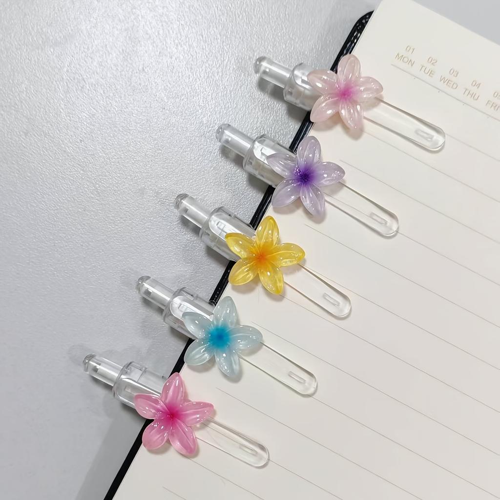 5Pcs/set 0.5mm Black Ink Ballpoint Pen Set, Cute Flower Quick-Dry Writing Pen, Creative Stationery Set, Suitable for Daily Office Use, Gift Set