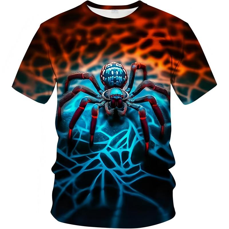 Street Fashion Men's Clothing 3D Digital Printing Spider Graphic T-shirt Round Neck Short Sleeved New In Tops Funny T-shirts Men
