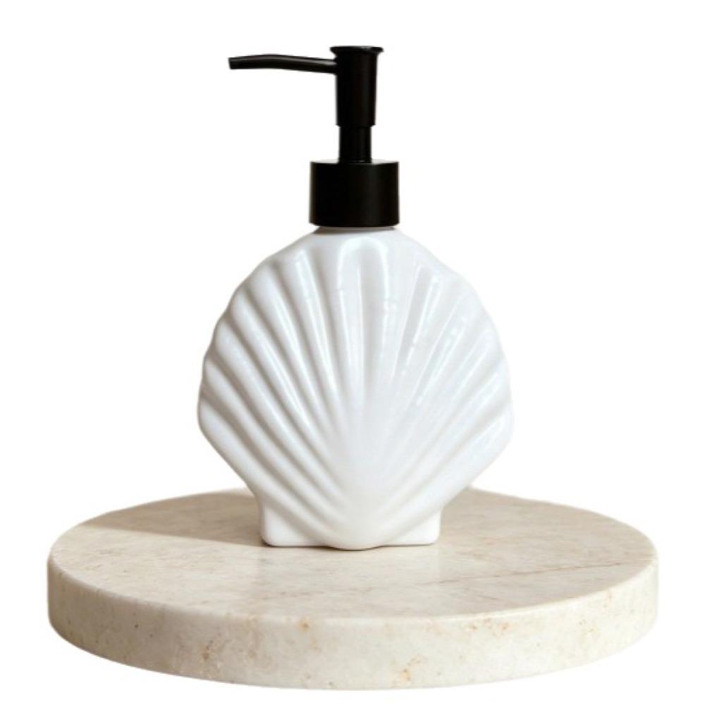 Glas Muschelförmiger Seifenspender 360ml Flüssigseifenbehälter Moderner Händedesinfektionsmittelhalter Hotel