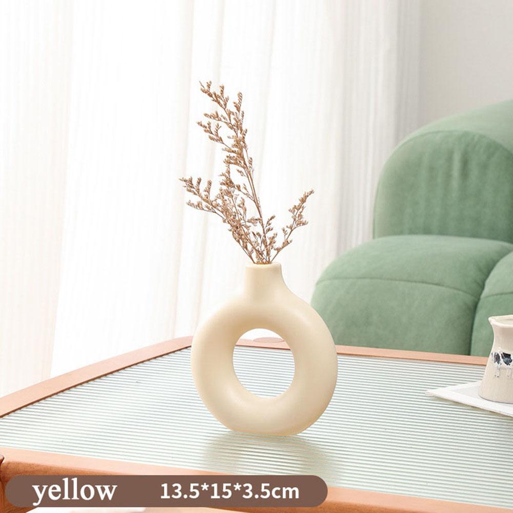 

Круглая ваза для украшения гостиной, ваза из пластика в форме пончика, современная простота, предметы интерьера для обеденного стола, креативная ваза для цветов