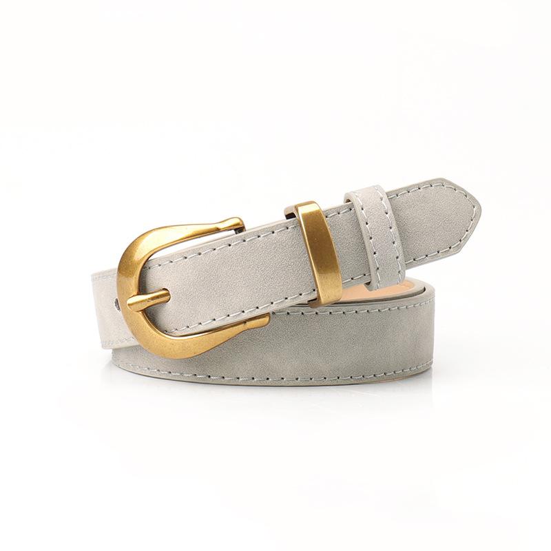 New Retro Versatile Women's Belt, Fashionable Simple Reverse Velvet Imitation Leather Belt for Women with High-end Decorative Belt