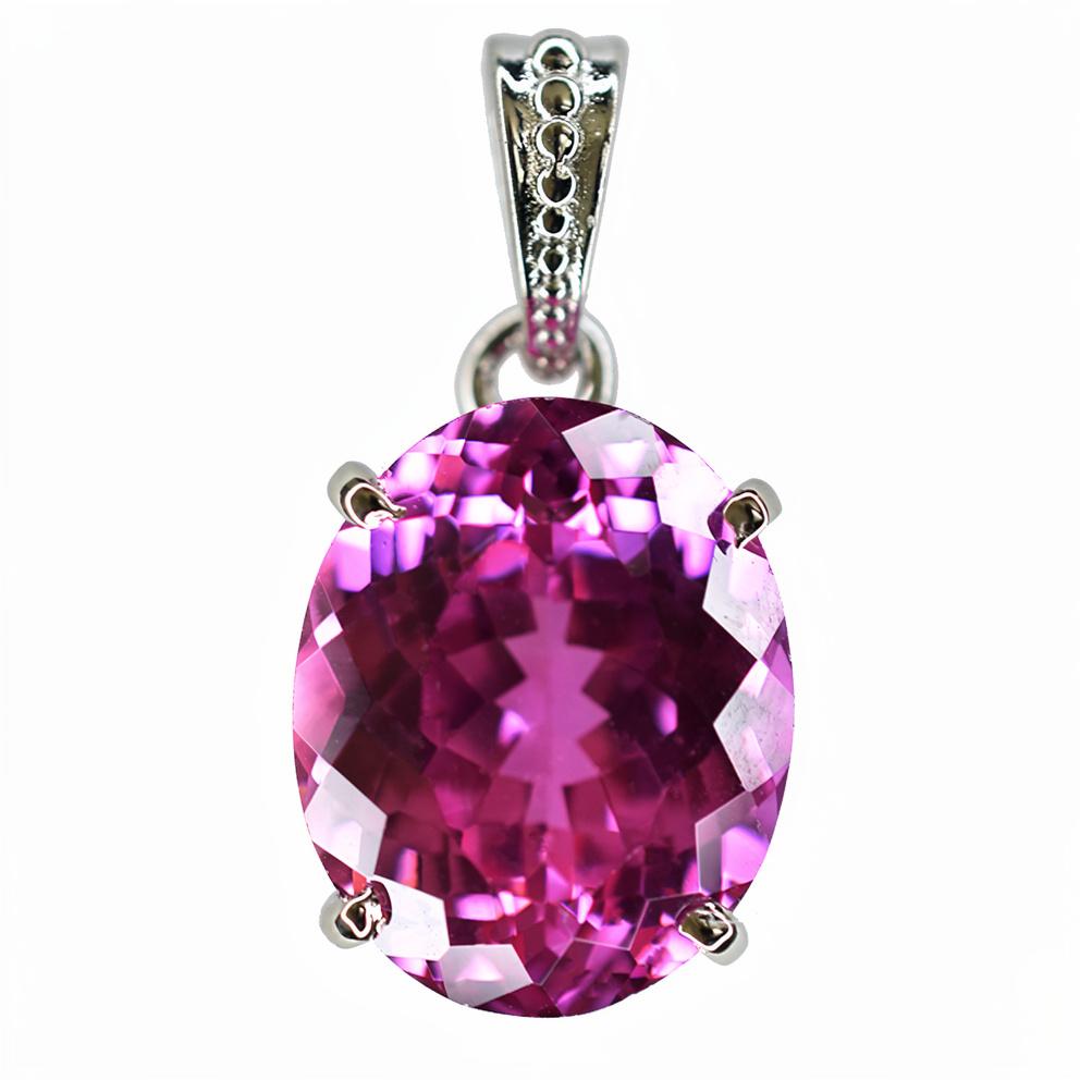 

A+ Quality Pink Tourmaline Natural Pendant 925 Sterling Silver 28 Ct CERTIFIED AI-09-NS 15.9 mm approx. рожевий
