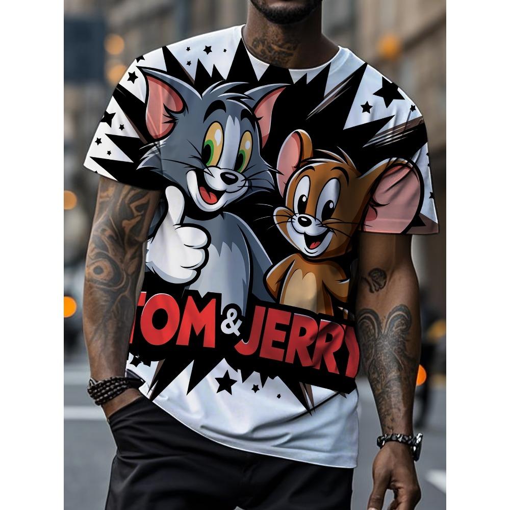 Men s Movie T-Shirt (XL-6XL) - Iconic Tom Cat & Jerry Mouse Graphic Tee 2XL