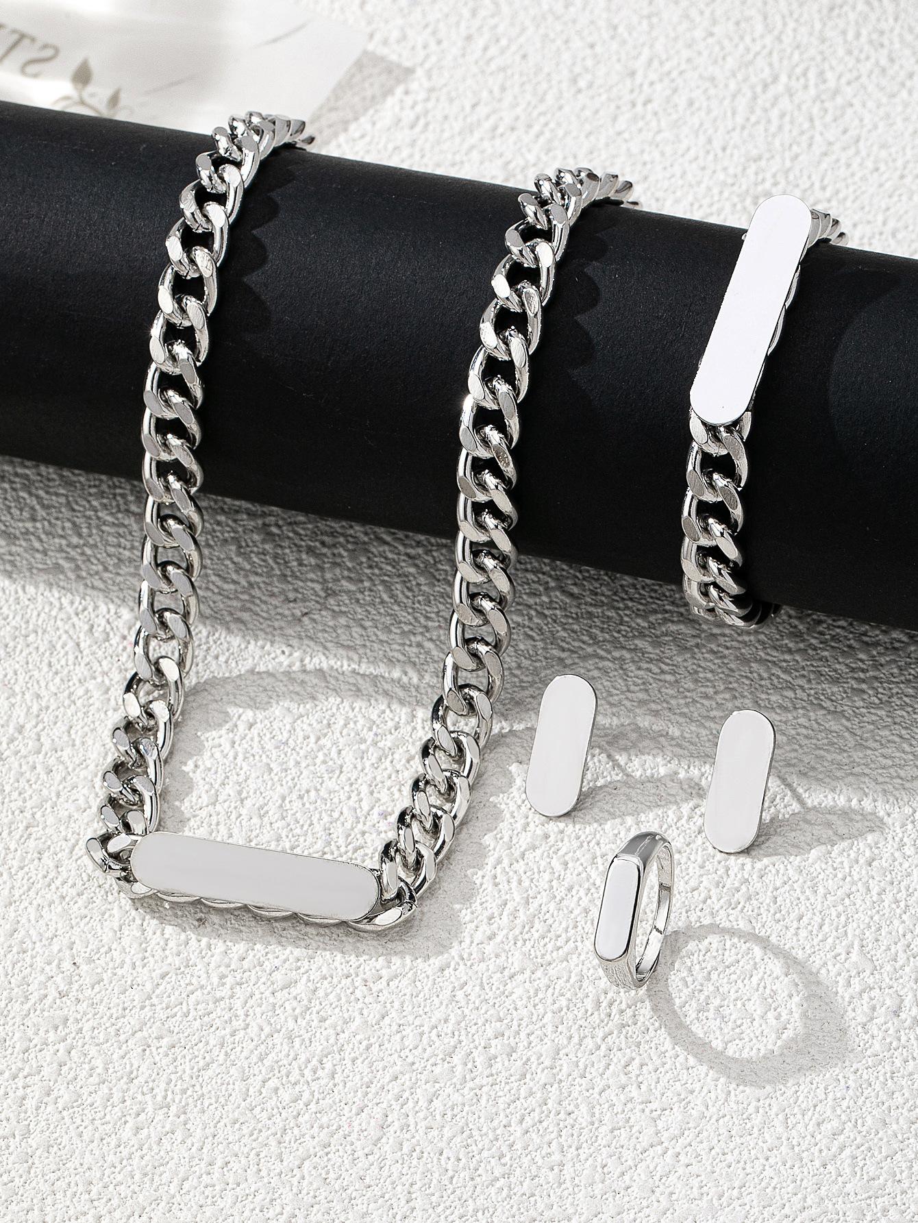 

New self-developed new temperament personalized chain smooth ring necklace bracelet платиновий