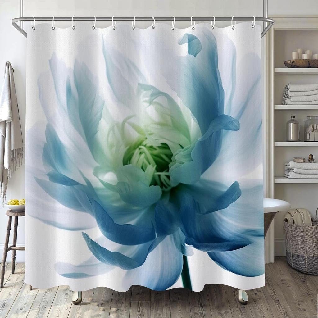 Brown Gold Floral Shower Curtain, Dark Grey Boho Abstract Design, Minimalist Waterproof Bathroom Decor with Hooks