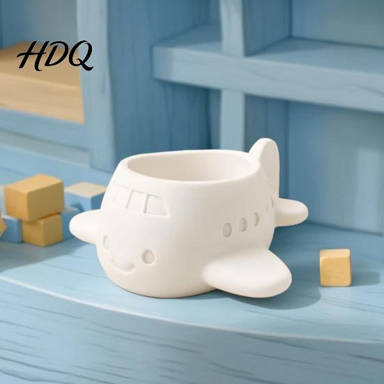Creative Office Plant Holder 3D Printed Cartoon Airplane Succulents Pot Cute Desktop Flower Pot Indoor Window Sill Container for Small Plants,