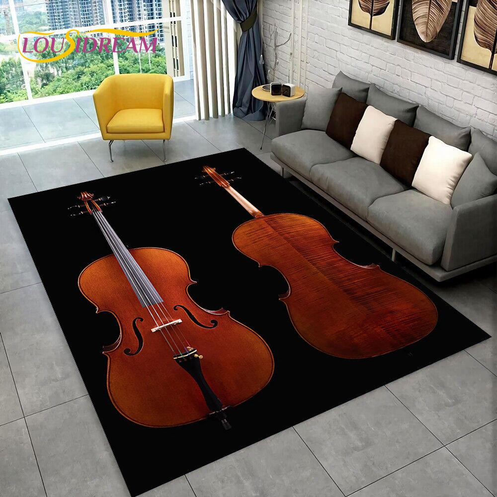 Classical Violin Instrument Music Area Rug,Carpet for Home Living Room Bedroom Sofa Doormat Kitchen Decor,kid Non-slip Floor Mat