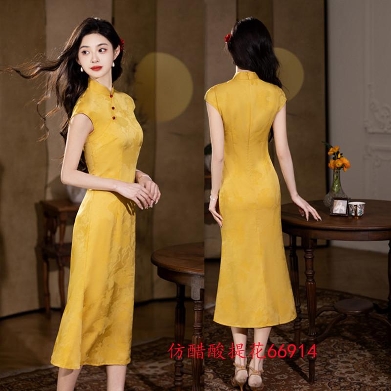 Modern fashion improved new Chinese long fish tail cheongsam summer new young women can wear cheongsam every day