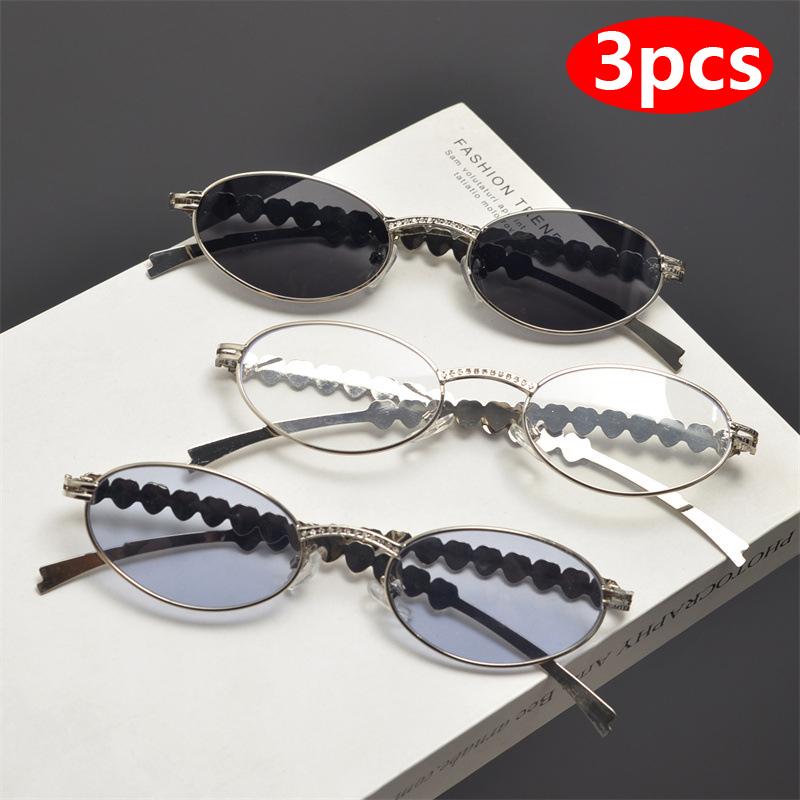 Oval Sunglasses Women Metal Frame Brand Sun Glasses Luxury Brand Chic Eyeglasses Ocean Film Shades Framelss Oval Eyewear