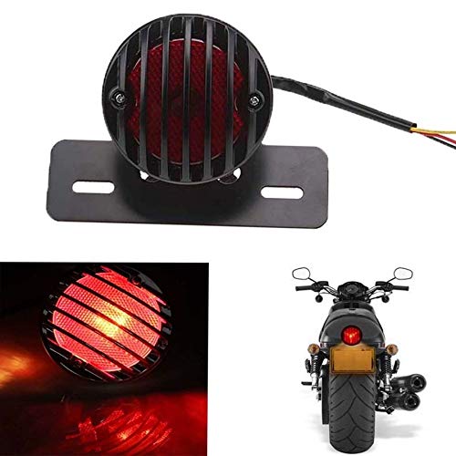 ONGMEIL Motorcycle Tail Lamp Round with Number Stay Magna Shadow