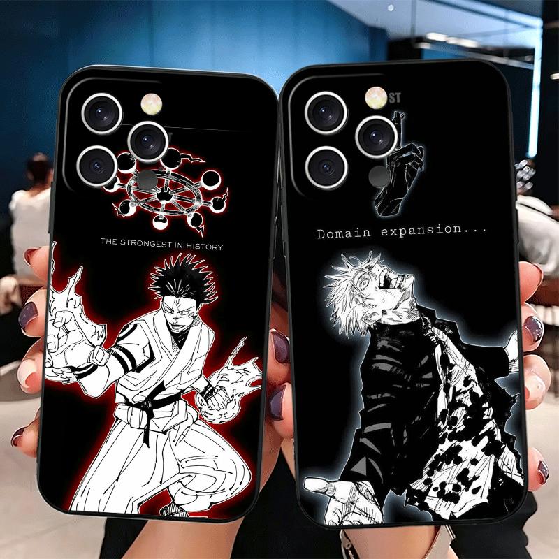 JUJUSU Anime Character Art Soft Phone Case for iPhone 16 16E 17 Air 15 Pro Max 14 Plus 13 Mini 11 12 7 Black Cover Back Shell