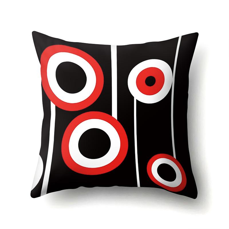 Polyester Pillow Case Car Black and Red Geometric Circle Lines Decorative Home Print Pillow Bedside Cushion Cover