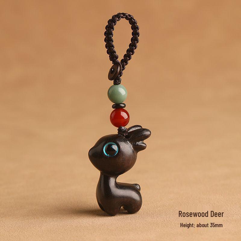 Sandalwood Deer Keychain & Cute Phone Lanyard Charm