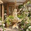 Whimsical Mermaid Plant Holder Fairy Ballet Dancer Hanging Planter, Resin Decorative Flower Pot with Metal Chain, Small Pothos Container Outdoor