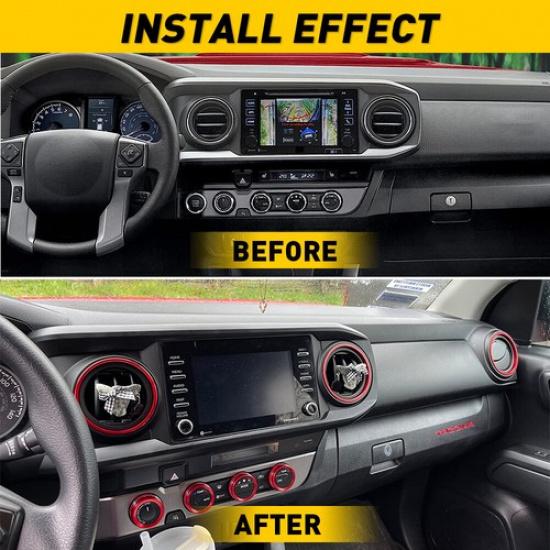 Red Air Condition AC Knob Cover Ring Trim For Toyota Tacoma 2016-22 Accessories