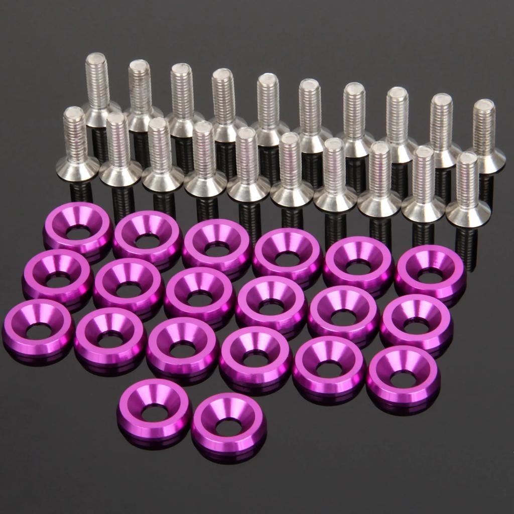 20 Sets Aluminum Fender Bumper Washer Stainless Steel Bolt Engine Bay Dress Up Kit Headlight Trunk License Plate Frame Fasteners