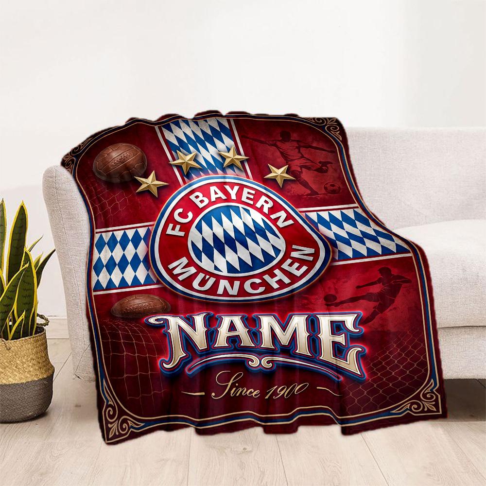Bayern Munich Celebration Personalized Text Blanket Gift Customizable Blanket Warmthful Decor for Home Decor Office Nap Bedding for All Occasions